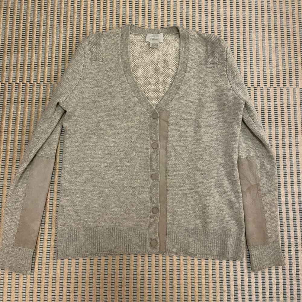 Beautiful Merino Cardigan with Suede Leather details